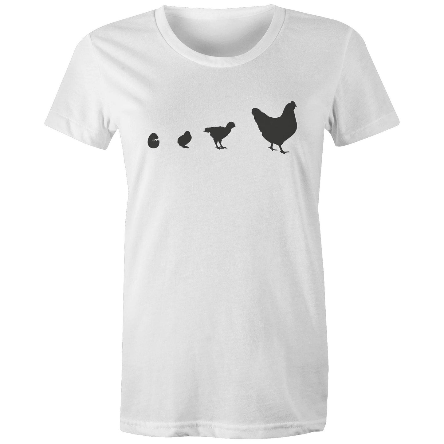 Wonderful Chook time line T-shirt- Women's Fairtrade Organic Crew Tee